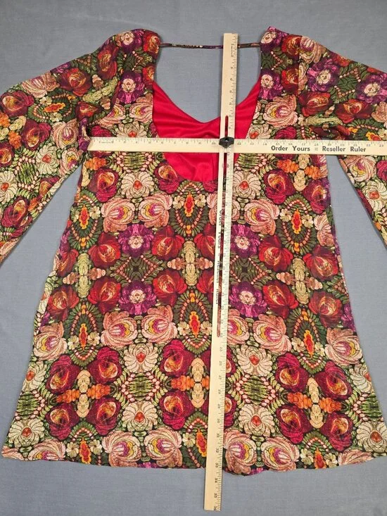 Show Me Your Mumu Womens Gabby MIni Dress Medium Floral V-Neck Long Sleeve - Picture 6 of 6